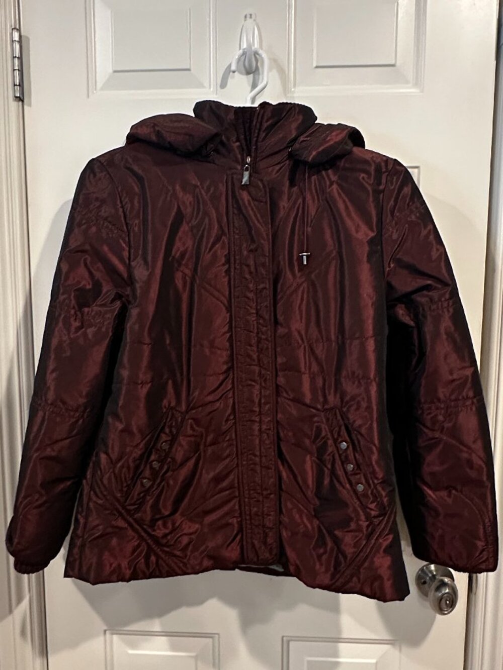 Junge Danmark Metallic Burgundy Jacket with Detachable Hood – EU 40 / Approx. L